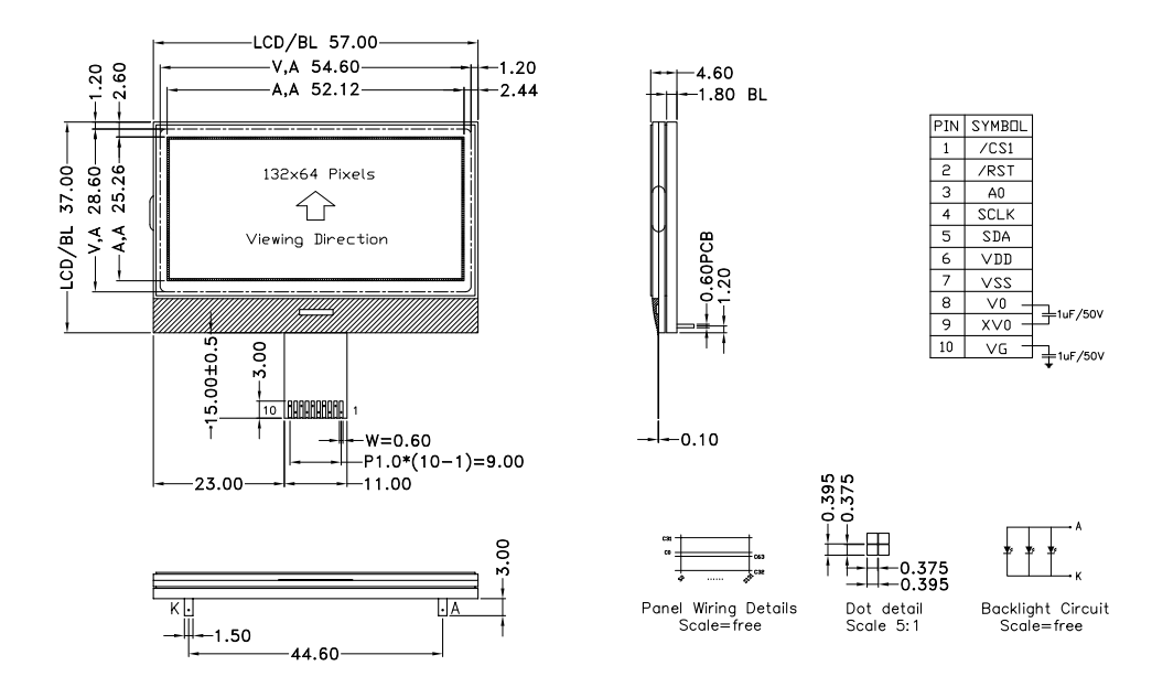 132x64 Dot Matrix LCD ST7567 Driver STN Positive Transmissive Green Backlight SPI COG Industrial Module.png 132x64 Dot Matrix LCD ST7567 Driver STN Positive Transmissive Green Backlight SPI COG Industrial Module.png