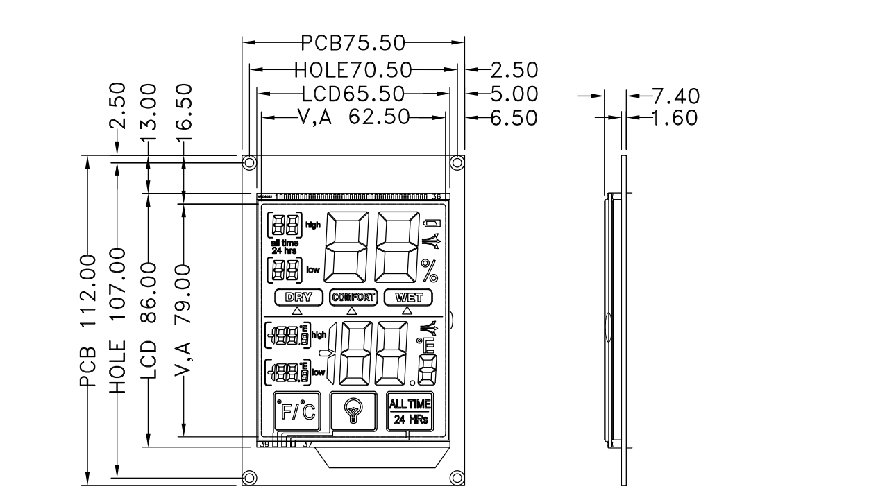 HOTLCD 4.0 inch HTN Segment LCD Display Module Transflective Positive Display.png