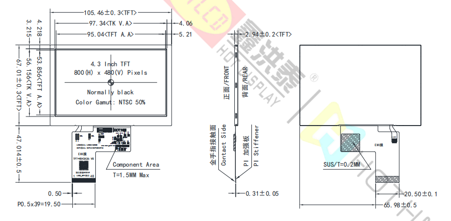 HOTLCD 4.3 inch MIPILVDS dual interface TFT LCD landscape.png